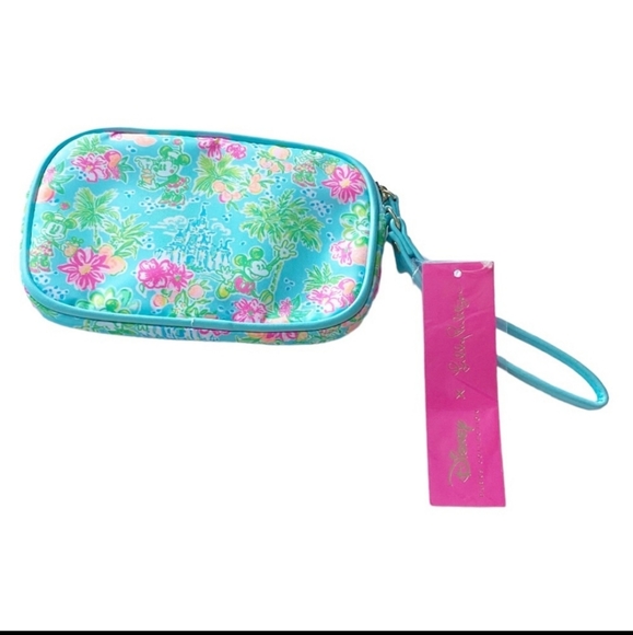 Disney Parks x Lilly Pulitzer Gillie Wristlet New Green Pink White - Picture 5 of 7